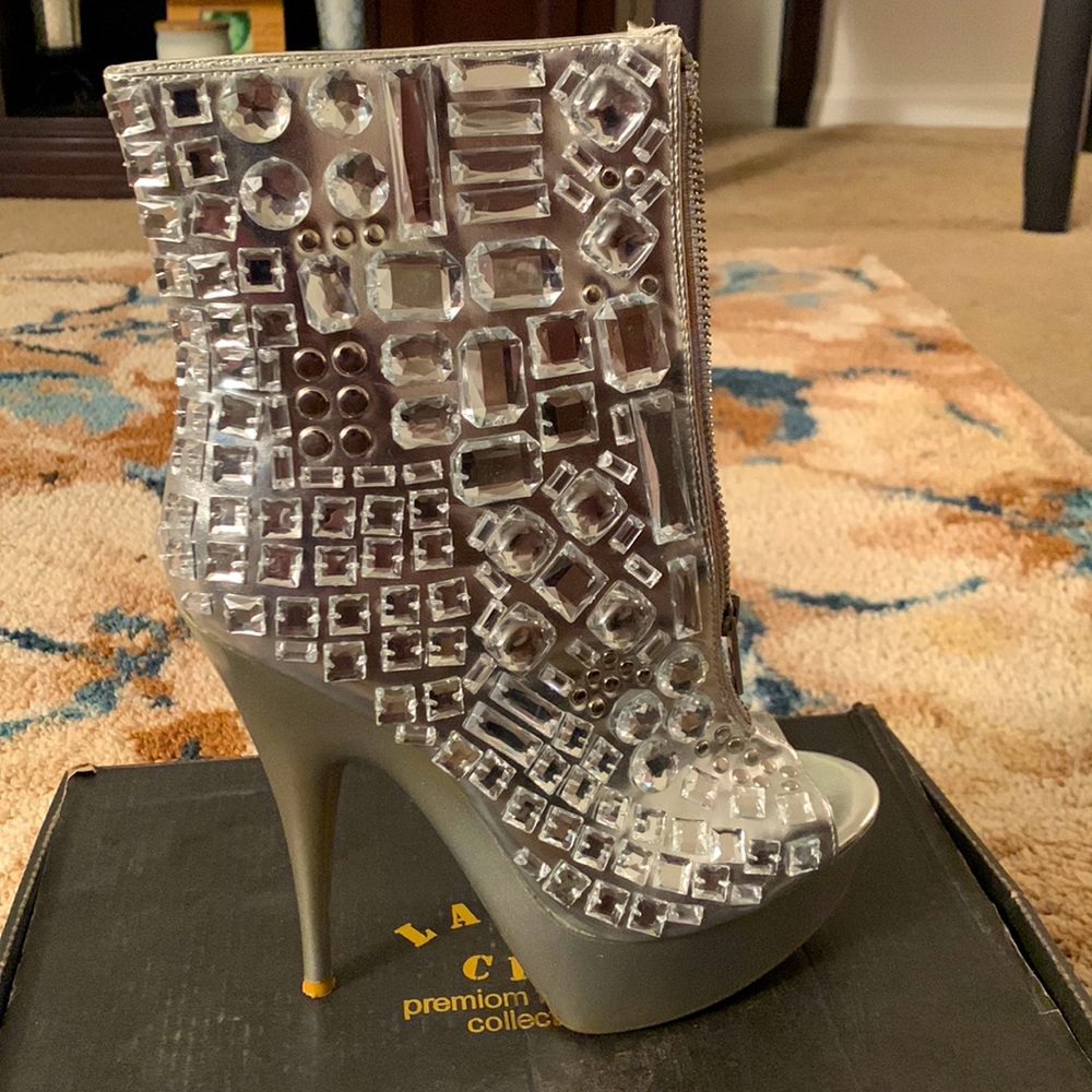 Diamond studded ankle boots
